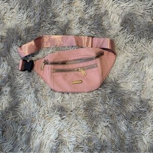 Pink Leather Belt Bag with Gold Hardware